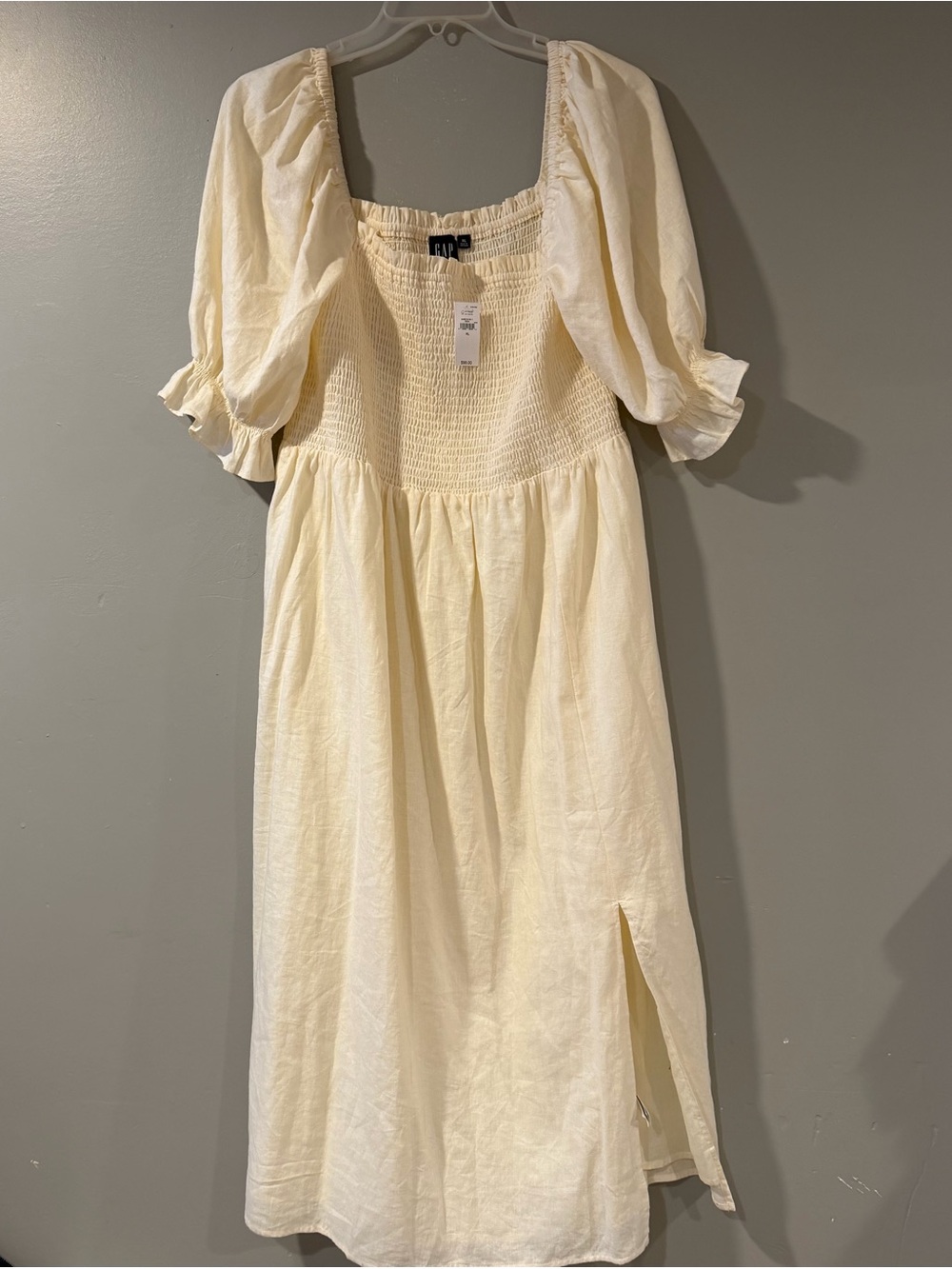 GAP Cream High-Low Smocked Midi Dress